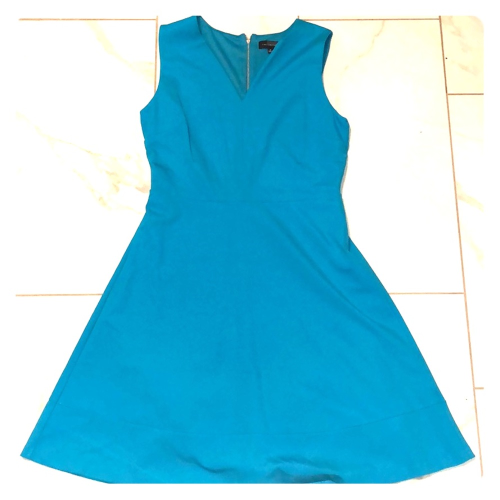 V-neck blue dress